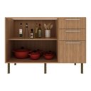 Ver imagem 5 de Balcão de Cozinha com Tampo 2 Portas e 3 Gavetas 120cm Multimóveis Cr20457 Freijó/mármore Branco