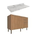 Ver imagem 2 de Balcão de Cozinha com Tampo 2 Portas e 3 Gavetas 120cm Multimóveis Cr20457 Freijó/mármore Branco