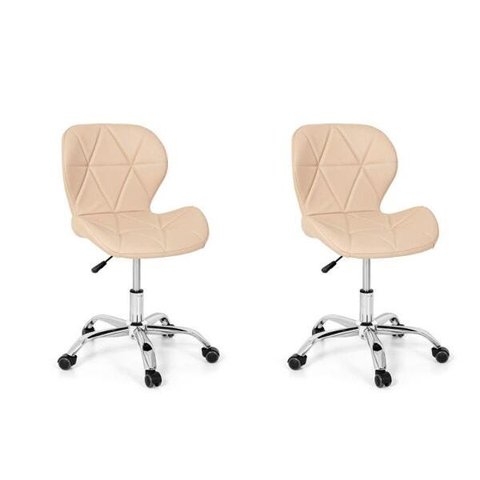 Conjunto 2 Cadeiras Office Eiffel Slim Base Giratória - Nude