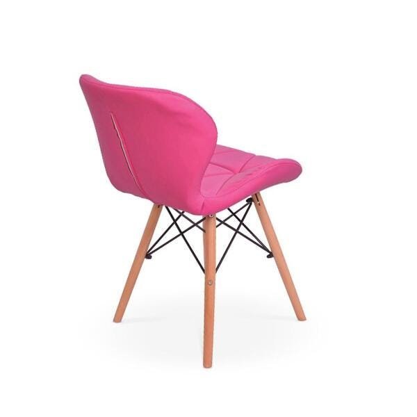 Cadeira Charles Eames Eiffel Slim Wood Estofada - Rosa - 3