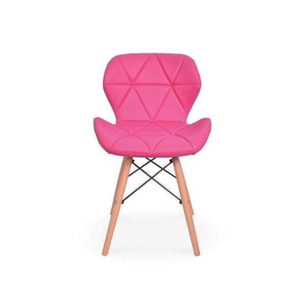 Cadeira Charles Eames Eiffel Slim Wood Estofada - Rosa - 2