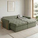 Ver imagem 2 de Sofá Cama 3 Lugares Retrátil Reclinável 200cm Linho com Molas Ensacadas Atena Yescasa Verde