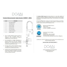 Torneira Cozinha Gourmet Monocomando Duo Spray Mesa ME01L Doan - 8