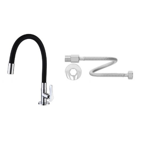 Torneira Gourmet Flexível Mesa Preta e Engate ME04AC03 Doan