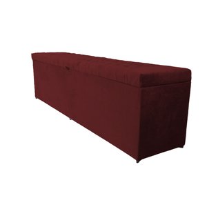 Puff Baú Decorativo - 1,20cm - Vinho Suede Amassado
