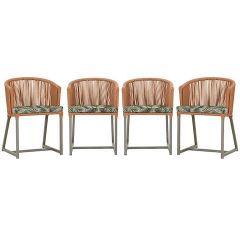 4 Cadeiras de Jantar Área Noronha em Alumínio com Pintura Fendi Corda Náutica E5 Trama Original