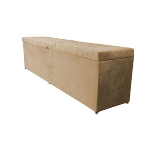 Puff Baú Decorativo - 1,20cm - Bege Claro em Suede