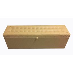 Puff Baú Decorativo - 1,20cm - Bege Claro Corino - 1