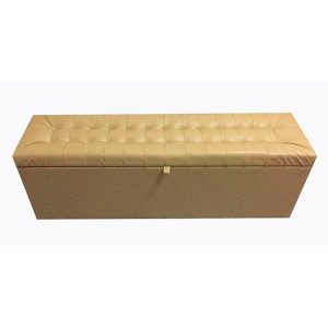 Puff Baú Decorativo - 1,20cm - Bege Claro Corino