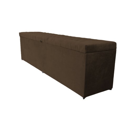 Puff Baú Decorativo 1,20 Cm - Marrom Suede