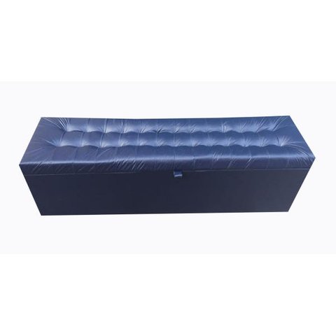 Recamier Puff Baú Beira de Cama Box Padrão 138cm - Azul Marinho Corino