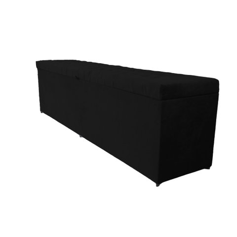 Recamier Puff Baú Beira de Cama Box Padrão 138cm - Preto