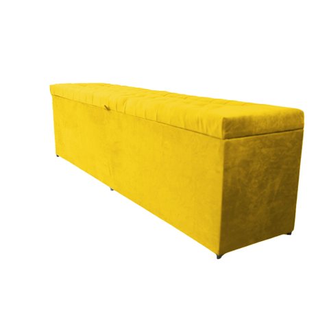 Recamier Puff Baú Beira de Cama Box Padrão 138cm - Amarelo