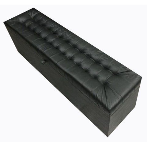 Puff Baú Decorativo - 1,20 Cm - Preto Corino