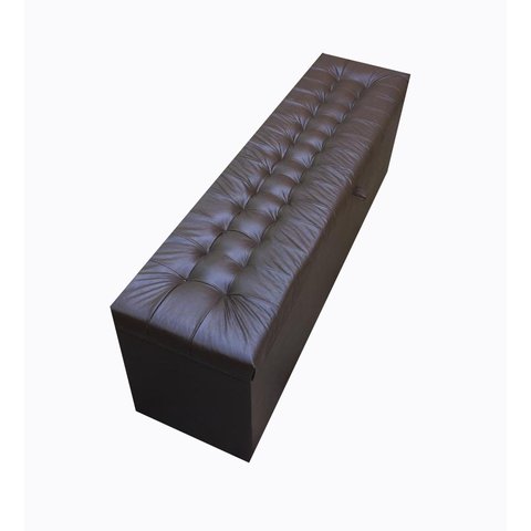 Recamier Puff Baú Calçadeira de Cama Queen Size - 1,60 Cm - Corino - Marrom