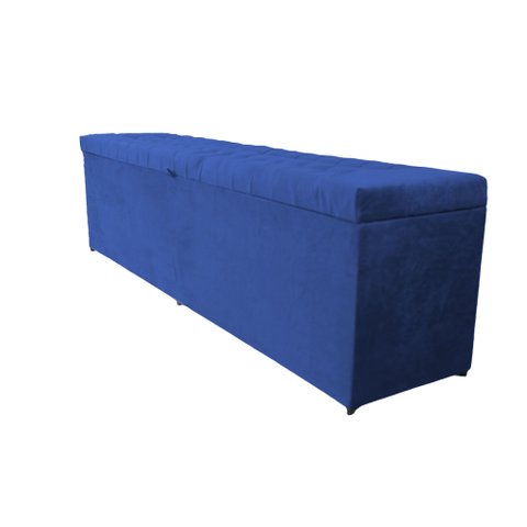 Recamier Puff Baú Calçadeira de Cama Queen Size - 1,60cm - Azul-royal