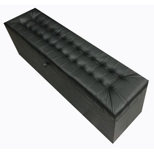 Recamier Puff Baú Calçadeira - Queen Size - 1,60cm - Preto-corino