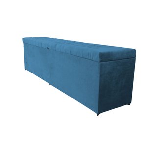 Recamier Puff Baú Calçadeira - Queen Size - 1,60cm - Azul Aço