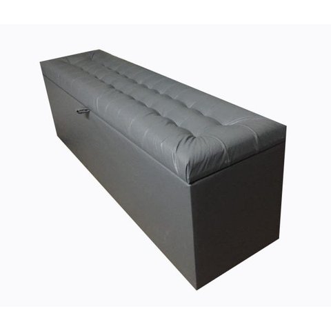 Recamier Puff Baú Calçadeira - Queen Size - 1,60cm - Cinza-corino