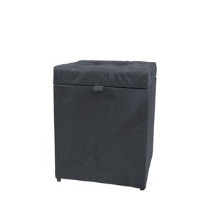Puff Baú Estofado em Suede 1 Lugar Quadrado - Cinza Chumbo