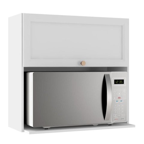 Armario Aereo Nicho Microondas 80 Cm Unna Branco Poliman