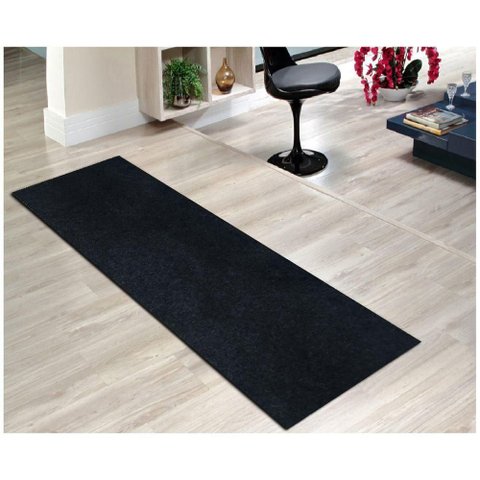 Tapete Passadeira Grande Aveludado 055x300 Borda sem Costura Preto