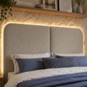 Ver imagem 2 de Cabeceira Modulada King 200 cm Organica com LED Linho Bege Vconcept