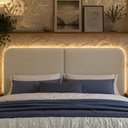Ver imagem 1 de Cabeceira Modulada King 200 cm Organica com LED Linho Bege Vconcept