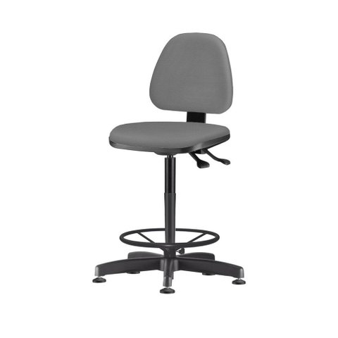 Cadeira Sky Assento Courino Cinza Escuro Base Caixa Fixa Metalica Preta - 54819
