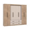 Ver imagem 4 de Guarda-roupa Casal Gigante Lazio 8 Portas 4 Gavetas 12 Prateleiras Corrediças Telescópicas Closet