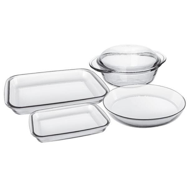 Conjunto de Assadeiras Celebrity da Marinex, 5 Peças, Vidro - 8893 - 1