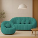 Ver imagem 1 de Sofá 2 Lugares com Poltrona Orgânica Fixa Cloud Bouclê Azul Turquesa E03 - D'Rossi