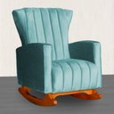 Ver imagem 2 de Poltrona Balanço C/ Puff Melinda Veludo Azul Turquesa - Lm Decor