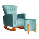 Ver imagem 1 de Poltrona Balanço C/ Puff Melinda Veludo Azul Turquesa - Lm Decor