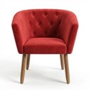 Ver imagem 4 de Jogo 2 Poltronas Estofadas Tecido Veludo Elegante para Sala de Espera Aconchegante Pés de Madeira Re