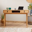 Ver imagem 1 de Mesa Escrivaninha Madeira 2 Gavetas 1 Nicho Kim Madeirado Idimex