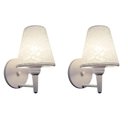 Ver imagem 2 de Kit-2 Arandela Cone Md-2004 Base Branco Cúpula em Tecido 14-14x07cm Renda Branco - Bivolt