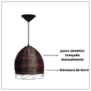 Ver imagem 4 de 2 Luminária Pendente Junco Rustico Meia Esfera Tijolo