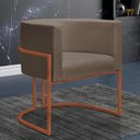 Ver imagem 2 de Kit 4 Poltronas Reforçada Decorativa Sala Nayara Base Ferro Bronze Suede Capuccino