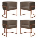 Ver imagem 1 de Kit 4 Poltronas Reforçada Decorativa Sala Nayara Base Ferro Bronze Suede Capuccino