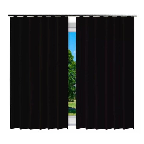 Cortina Blackout Preto - 280x280cm - com Alça para Varão