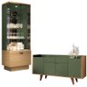 Conjunto Decorativo Cristaleira e Buffet Aparador Peggy-albâni Verde Pistache-freijó G26 - Gran - 1