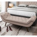 Ver imagem 7 de Kit Cabeceira Cama Box Casal 160cm Madrid com Puff Recamier Santorini Linho Bege