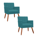 Ver imagem 1 de Kit 2 Poltronas Decorativa P/ Recepção Cecília Suede Azul Turquesa - LM DECOR