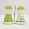 Par Matrioska Porta Condimentos Sal Pimenta Casa Cozinha - Verde (4638) - 2