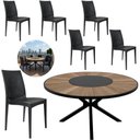 Ver imagem 1 de Conjunto Mesa e 6 Cadeiras Zurick Moderno Alumínio Rattan Sintético Café
