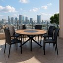 Ver imagem 6 de Conjunto Mesa e 6 Cadeiras Zurick Moderno Alumínio Rattan Sintético Café