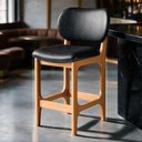 Ver imagem 4 de Banqueta Baixa Bar Cozinha Sala Jantar Fixa Betta L02 Imbuia Couríssimo Preto - Lyam Decor Banqueta