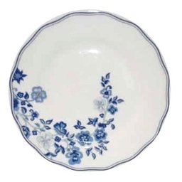 Prato Branco Azul Redondo Sobremesa Raso 18cm Bona China - 1