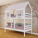 Ver imagem 2 de Beliche Casinha Bela - Madeira Maciça Branco/rosa | Megamobilia